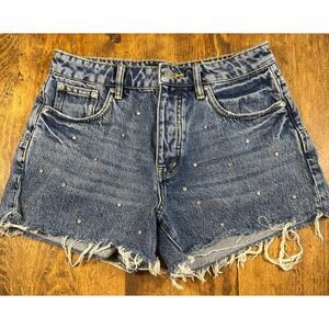 Purple Brand Style D5005 Rhinestone Cutoff Denim Shorts EUC Size 26 Raw Hem Fray